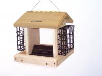 Bird's Choice Small Hopper Bird Feeder with Suet Cages in Cedar