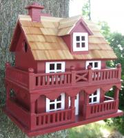 Home Bazaar Classic Series Novelty Cottage Birdhouse (Red)
