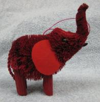 Brushart Elephant Red Ornament