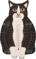 Songbird Essentials Fat Black & White Cat Small Window Thermometer