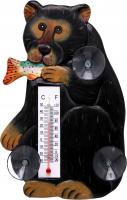 Songbird Essentials Black Bear with Trout Small Window Thermometer