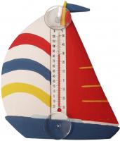 Songbird Essentials White Red & Blue Sailboat Small Window Thermometer
