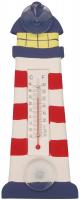 Songbird Essentials Red & White Striped Lighthouse Small Window Thermometer