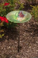 Evergreen Enterprises Birdbath Stake Monarch Lilac Glass
