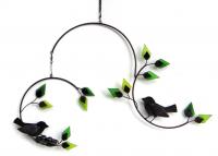 Blue HandWorks Forest Birds Metal and Glass Mobile