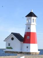 Home Bazaar Montauk Point Lighthouse Birdhouse (White With Red Stripes)