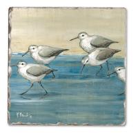 Counter Art Sandpipers on the Beach Single Tumbled Tile Coaster