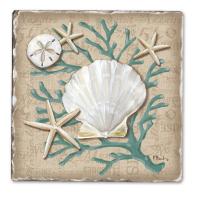 Counter Art Linen Shells Single Tumble Tile Coaster