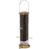 Aspects Antique Brass Small Thistle Tube Bird Feeder w/ Quick Clean Base