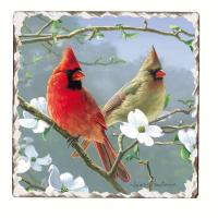 Counter Art Cardinals Number 3 Single Tumbled Tile Coaster