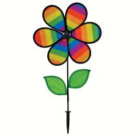 In The Breeze 12 inch Rainbow Stripe Flower Spinner with Leaves