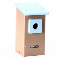 Bird's Choice Recycled Plastic Western Bluebird House in Taupe and Blue with 1.5625" Entrance Hole