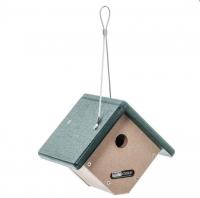 Bird's Choice Recycled Plastic Wren/Chickadee House in Taupe and Green