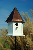 Heartwood Copper Songbird Deluxe Birdhouse, White with Brown Patina Roof