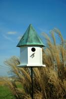 Heartwood Copper Songbird Deluxe Birdhouse, White with Verdigris Roof