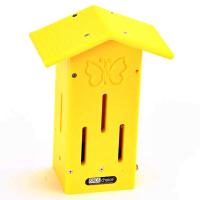 Bird's Choice Recycled Plastic Pole Mounted Butterfly House in Yellow
